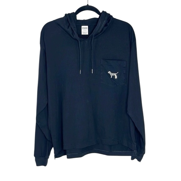 Victoria’s Secret PINK Rainbow Sequined Checkered Dog Hooded Tee size Large - Picture 2 of 15